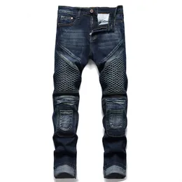 Mäns jeans Biker Skinny Jeans Män Jean Homme denim Rippade Spijkerbroeken Heren Stretch Pants Slim Fit Byxor Lokomotiv Hip Hop Fashion 230316