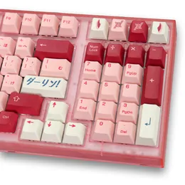 Tastaturen, großes Set, PBT-Tastenkappen, Cherry Profile DYE SUB-Tastenkappe, japanische Persönlichkeit, für mechanische MX-Switch-Tastaturen, benutzerdefiniertes Rosa