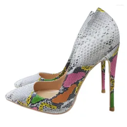 Dress Shoes Pattern Snake Print Sexy High Heel Pointed Shallow Mouth Heels 12cm Ladies Night Work