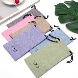 Portable Linen Fabric Sunglasses Pouch For Eyewear Smooth Surface Container Glasses Bag 6 Colors Factory Wholesale