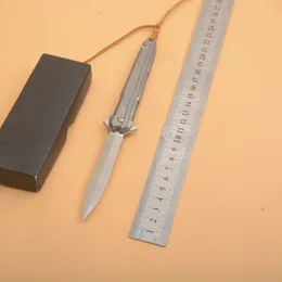 R1028 Флиппер складной нож D2 Satin Spear Point Blade Blade TC4 Tic4 Titanium сплав