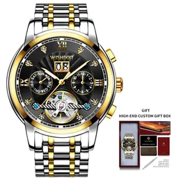 Fashion Watches Herren Luxus Skelett Tourbillon Automatische mechanische mechanische leuchtende Armbanduhr Anti Schock lässig verstellbare Silikongurt Armbanduhr für Männer Geschenk