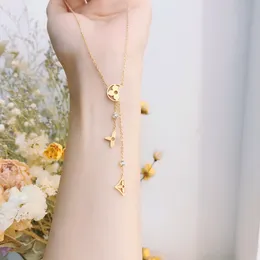 18K Gold Rostfritt stål Nackband Chokerkedjan Letter Pendant Statement Fashion Women Crystal Halsband Bröllopsmycken Tillbehör X138