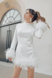 Sparkle Sequin White Prom Prome с пером 202 3 БИРТА