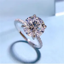 Solitaire 3 karat diamantring 100 % äkta 925 sterling silver Festbröllopsringar för kvinnor Män Förlovningslöfte smycken