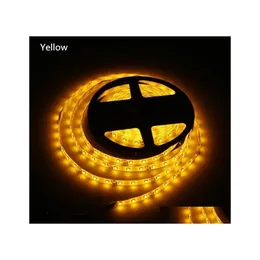 LED şeritler DC 12V 5 metre 300 SMD 3528 RGB Esnek Strip Işık 60L/M Su geçirmez Kontrolörlü Yüksek Yoğunluklu Damla Dağıtım Li DHYQG