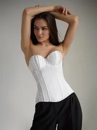 Kvinnors tankar Camis odessa sexig satin stropplös korsett topp y2k off axel ärmlös rygglös rörskörd skörd toppar sommarbandage bustier västar 230316