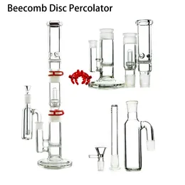 Bong HookahsストレートパーコレーターガラスBongs Beecomb Disc Percolator Water Pipes 3 Cambers With Ash Catcher Plastic Clip Oil Dab RigsドームシャワーヘッドWP522