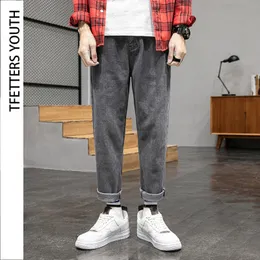 Mäns jeans tfetters jeans män koreansk street stil faller bred ben lösa mid raka byxor koreanska trend mens jeans märke 230316