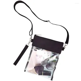 Kvällspåsar Kvinnor Rensa tvärkroppspolisen Stadium Godkänd PVC Transparent axelväska Girls Vinyl Tote för konserter Festivaler Sport