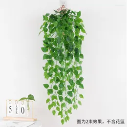 装飾的な花90cm本物のタッチ人工植物を吊るります緑の大根の海藻ベゴニアグレープ偽vineホームガーデンウォールパーティー