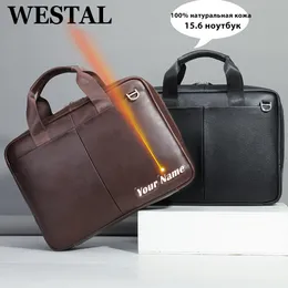 WESTAL Erkek Evrak Çantaları için 15 inç Laptop Çantası Hakiki Deri Erkek Yönetici Evrak Çantası Portföy İş Erkekler Bilgisayar Çantaları 230316