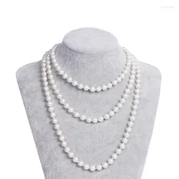 Chains HOWAWAY Art Deco Fashion Faux Pearls Necklace 1920s Flapper Beads Cluster Long Pearl For Gats150cm