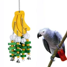 Andra fågelförsörjningar trä husdjur molar tidsfördriv leksak papegoja favorit färgglada säkra och smaklösa bett banan stora gäng