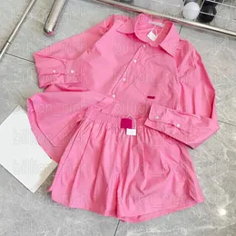 Pink Women t Shirts Shorts Luxury Young Lady Girls Blouse Designer Long Sleeve Shirt Blouses Set