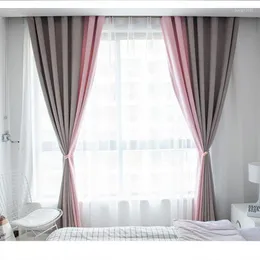 Curtain Polyester Window Curtains For Living Room Nordic Left And Right Biparting Open Solid