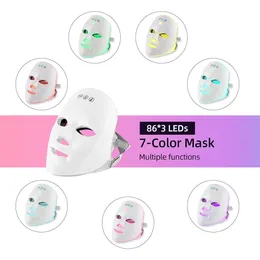 Massageador de rosto 7 máscara de led de cor 258pcs contas compactam pon terapia beleza rejuvenescimento de rejuvenescimento EMS alivie a fadiga ocular 230314