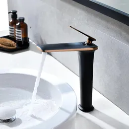 Banyo Lavabo Muslukları Havza Musluk Mikser Gül Altın ve Siyah Pirinç Tek Talaç Delik Musluk Grifo Lavabo Yıkama Soğuk