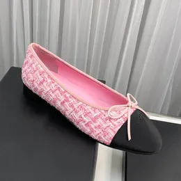 Scarpe eleganti da donna con tacco piatto in denim con mocassini con fiocco Slip On Scarpe da balletto da ballo Morbide e comode Grandi 41 42 Scarpe casual Ladie Sandali classici rosa retrò