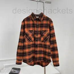 Women's Blouses & Shirts designer black orange plaid men's and women's shirt loose casual couple wool coat trend 9O8B