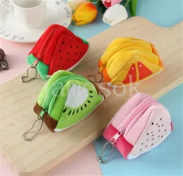 Childrens Portable Cute Plush Coin Purse Fruit Small Coin Purse Zipper Wallet Child Birthday Gift df104