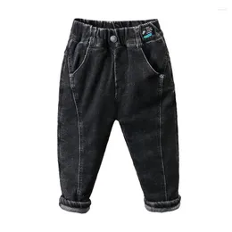 Kot pantolon erkekler düz renkli pamuk kapitone termal pantolon toddler çocuk sonbahar kıyafetleri gevşek gündelik kış bebek pantolon marka denim