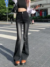 Damen Jeans Hohe Taille Y2K Flare Jeans Frauen Ästhetische Retro 2000er Jahre Elastische Denim Hosen Streetwear Weites Bein Lange Hosen Slim Jean Femme L230316