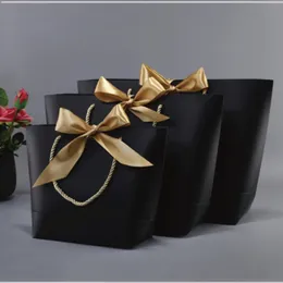 Presentförpackning 20st papperspåsar Party Wedding Present Wrapping With Handle Shopping Storage Packaging Cosmetic Makeup Smycken Tote Sack Ribbon Bow 230316