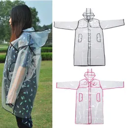 Men's Jackets Portable Men Women Raincoat EVA Transparent Poncho Travel Rain Coat H8