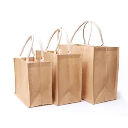 Storage Bags High Quality Reusable Jute Tote Bag Eco Friendly Burlap Grocery For Shopping Beach Vacation Picnic