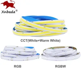 شرائح LED COB CCT/RGB/RGBW/RGBCCT LED LID Strip 840leds/M عالية الكثافة مرنة FOB COB RA90 LINEAR DIMMABLE LED DC24V P230315