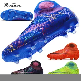 Dress Shoes Men's Sliver Black High Ankle AG/FG Sole Outdoor Cleats Football Boots Shoes Soccer Cleats Women Soccer Cleats Training Football 230316