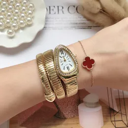 Women's Watches Women Luxury Brand Snake Quartz Ladies Gold Diamond Wristwatch Female Fashion Bracelet Clock reloj mujer 230314