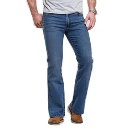 Jeans da uomo Pantaloni jeans boot cut da uomo Pantaloni leggermente svasati Slim Fit Famoso marchio Blu Nero Designer Classico Pantaloni in denim elasticizzato per il tempo libero 230316