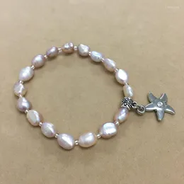 Strand Top Fashion Pearl Bracelet Made Of NATURE FRESHWATER BRACELET- BAROQUE Shape With Sea Star Hanger