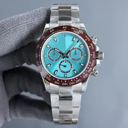DAY U Quality designer Mens Watch ST9 Steel All Subdials Working 40mm Automatic Mechanical Movement Sapphire Glass Ceramic Bezel Silver blue Dial Dhgate Watches 007