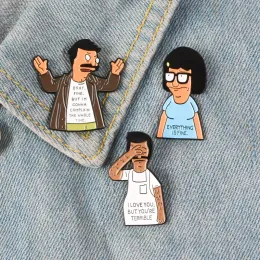 Party Favor Bob Burgers Lapel Denim Pin Cartoon Enamel Brooch Pizza Burger Fight Badge Everything Will Be Ok Jewelry Happy Day