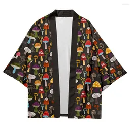 Roupa étnica Cogumelo Estampa Praia Moda Kimono Japonês 2023 Plus Size 5XL 6XL Robe Cardigan Camisas Masculinas Yukata Haori Feminino