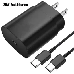 25W Type-C USB-C PD-väggladdare Super Fast Charging Adapter med typ C-kabel för Samsung Galaxy S21 S20 Obs 20 Obs 10 Android