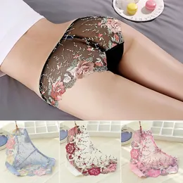 New Women Sexy Lace Transparent Embroidered Underwear Charming Flower Pattern Briefs Female Shorts Panties Underwear Lingerie