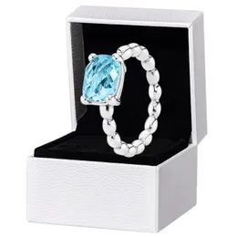 Quadratische Blute CZ-Diamant-Eheringe für Pandora, 925er Sterlingsilber, Partyschmuck für Frauen, Freundin, Geschenk, Designer-Ring-Set mit Original-Einzelhandelsbox