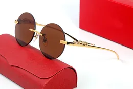 Runde Herrendesignerin Sonnenbrille für Frauen Panther Sonnenbrille rahmenlose Leoparden -Carti -Brille Frau Mann Unisex Gold Metall Outdoor Fahrt Brillen Mode Brille Brille