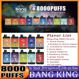 Original Bang King 8000 Puffs E Cigarette Disposable Rechargeable Vape Pen Device 650mah 15ml Cartridges pod Mesh Coil 10 Flavors 0% 2% 3% 5% Elf 5000