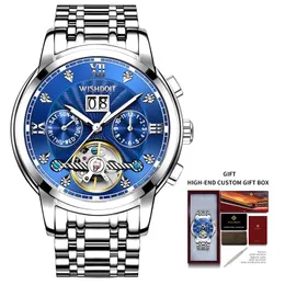 Fashion Men Automatic Mechanical Watch Brand in acciaio inossidabile Orologi impermeabili Business Owatch Hollow Owatch