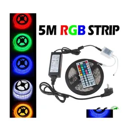 Tiras de LED 5m 5050smd RGB Luz de tira de água flexível DC12V IP65 MTI Cor com 44 key IR Remote Drop Deliver Lights Lights