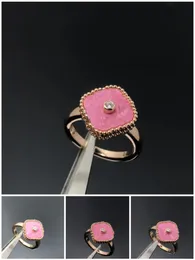 Fashion ring designers pink Four Leaf Clover Rings jewelry for women gift stainless steel luxury jewellerey wedding