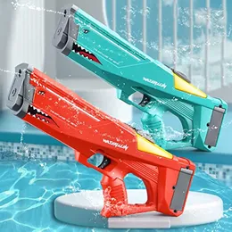Pistolas de agua eléctrica para niños pistola de agua automática de hasta 30 pies 500 ml de boca de tiburón a alta presión Piscina de playa Juguetes