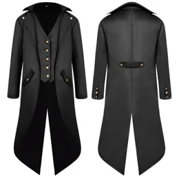 Erkekler trençkotları erkek steampunk vintage tailcoat ceket ortaçağ gotik victoria frock ceket üniforma parti balo balo cospar kostüm 4xl 230316