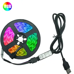 LEDストリップLEDストリップライトRGB 2835フレキシブルランプテープダイオードUSBケーブル3キーコントロールDC5V