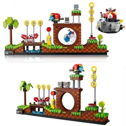 Blocks Ideas 21331 1125pcs Sonic the Hedgehogs Pop Game Green Hill Zone Model Building Set Block Bricks Kits Toys For Children Gift 230314